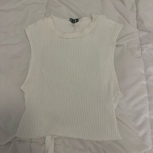 Zara white knit top with open back